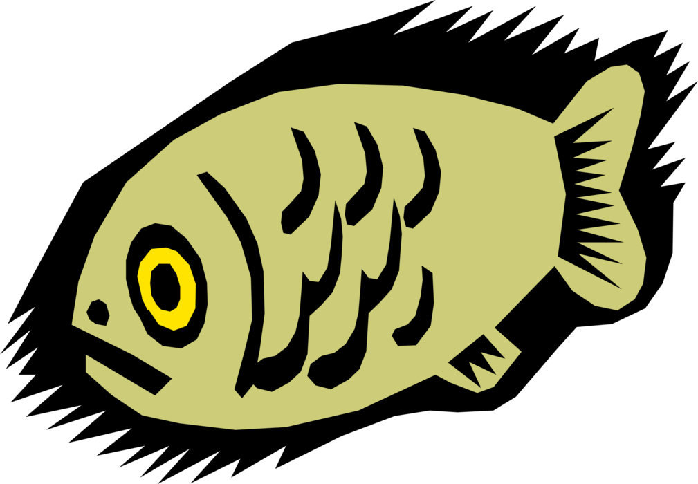 Vector Illustration of Paleolithic Prehistoric Cave Painting Fish Drawing