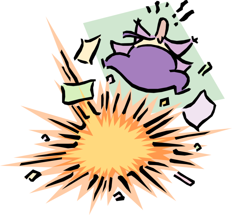 Vector Illustration of Businessman with Exploding Bomb