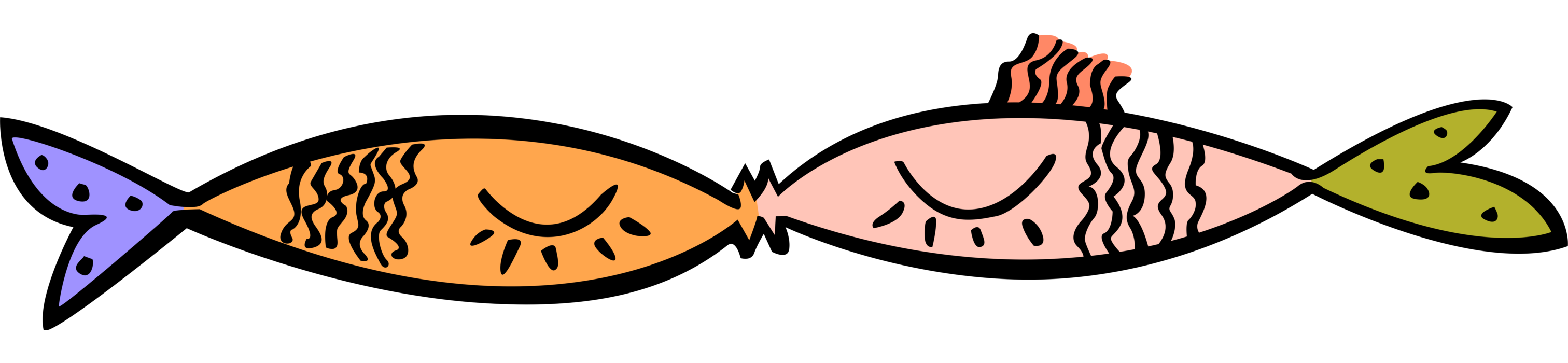 Vector Illustration of Two Aquatic Fish Kissing