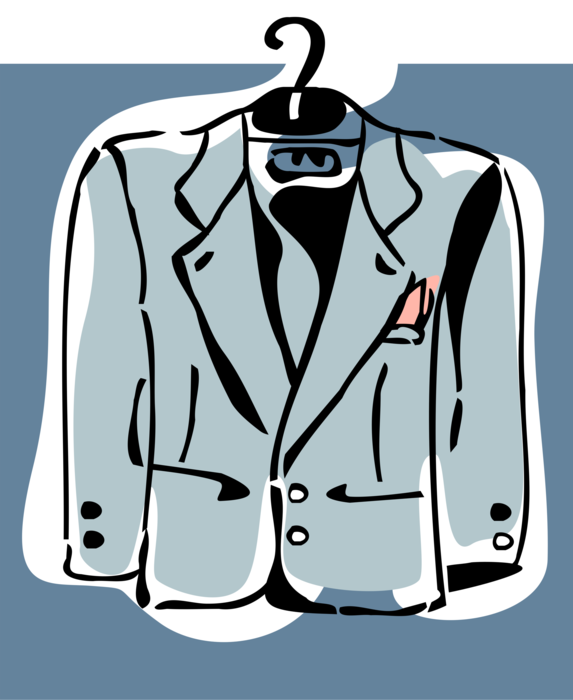 Vector Illustration of Suit Jacket Coat Garment on Hanger