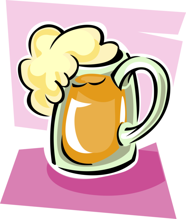 Vector Illustration of Frothy Mug of Beer Alcohol Beverage