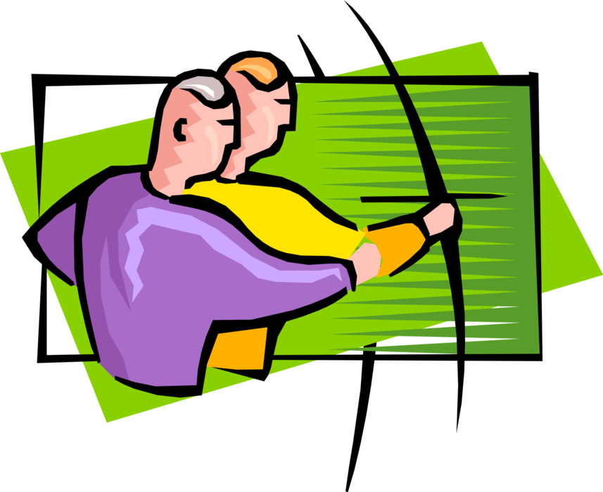 Vector Illustration of Two Archers with Bows in Archery Competition