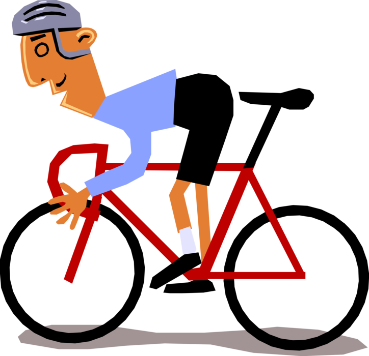 Vector Illustration of Cycling Enthusiast Racing His Bicycle