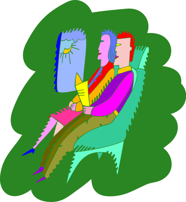 Vector Illustration of Jet Airplane Airline Travelers in Plane Cabin Seats