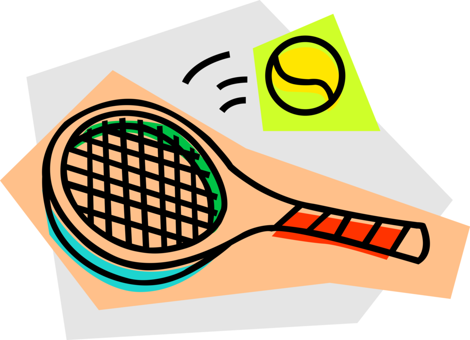 Vector Illustration of Sport of Tennis Ball and Racket or Racquet