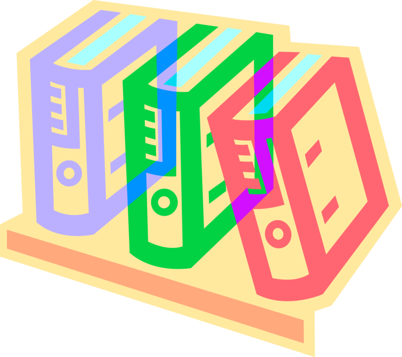 Vector Illustration of Office Books and Financial Record Keeping Binders