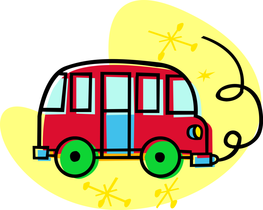 Vector Illustration of Child's on Wheels Public Transportation Bus on Wheels