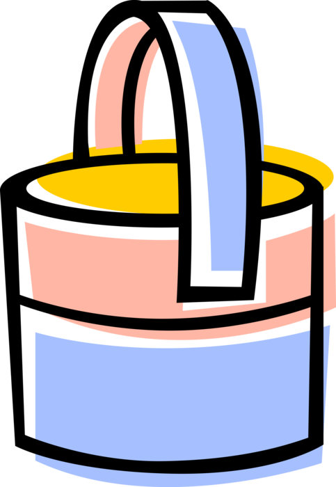Vector Illustration of Water Bucket Pail with Carry Handle
