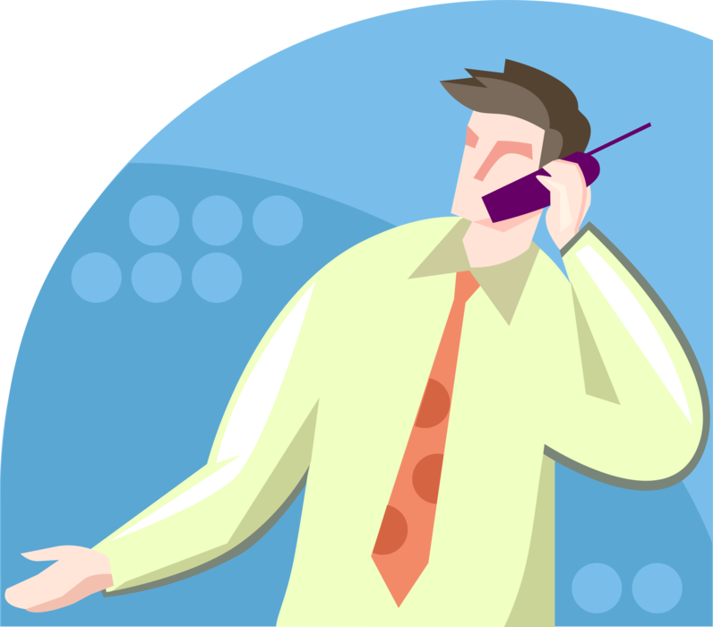 Vector Illustration of Businessman Talking on Mobile Smartphone Phone