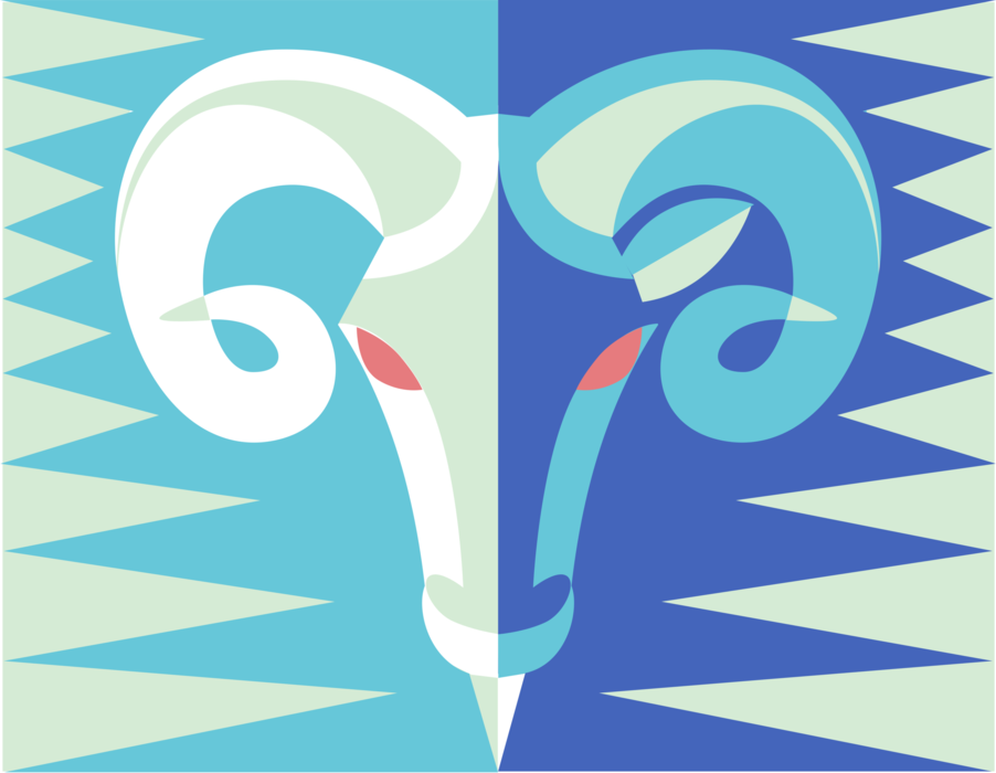Vector Illustration of Bighorn Sheep Native to North America with Large Horns