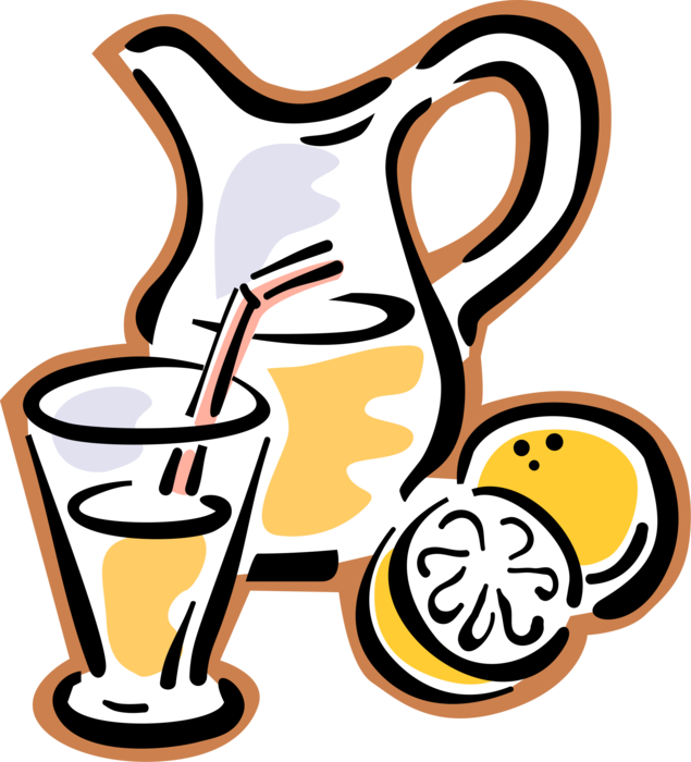 Vector Illustration of Freshly Squeezed Lemonade with Lemons and Glass