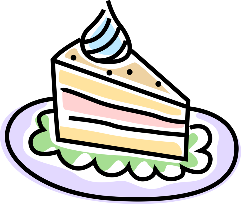 Vector Illustration of Slice of Sweet Dessert Baked Cake