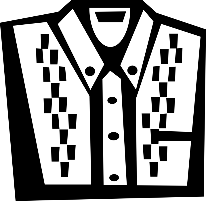 Vector Illustration of Clothing Shirt Garment with Collar, Sleeves and Cuffs
