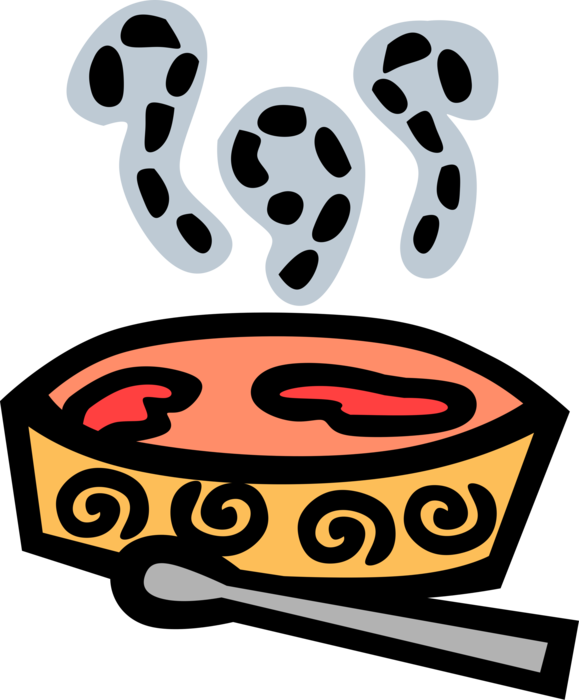 Vector Illustration of Bowl of Hot Soup