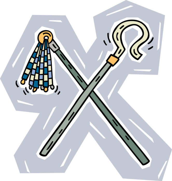 Vector Illustration of Crook and Flail Pharaonic Insignia Artifacts from Tomb of Egyptian boy King Tutankhamun