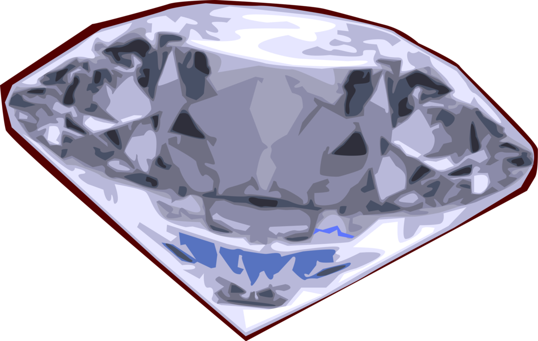 Vector Illustration of Large Diamond Gemstone Fine Gem, Jewel, Precious or Semi-Precious Stone
