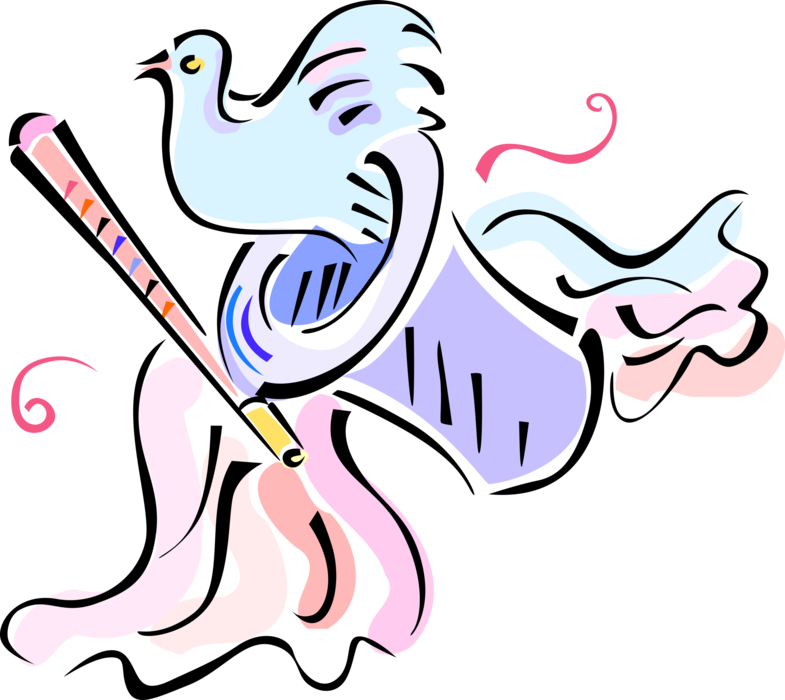 Vector Illustration of Magician's Magic Hat with Wand and Dove Bird