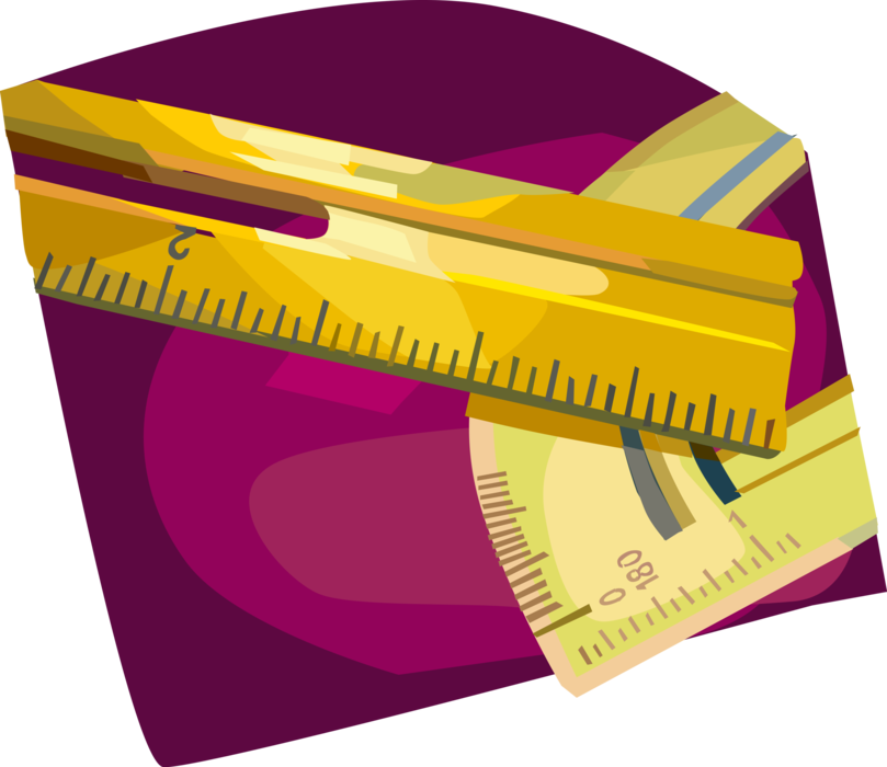 Vector Illustration of Measurement Ruler and Protractor for Measuring Angles