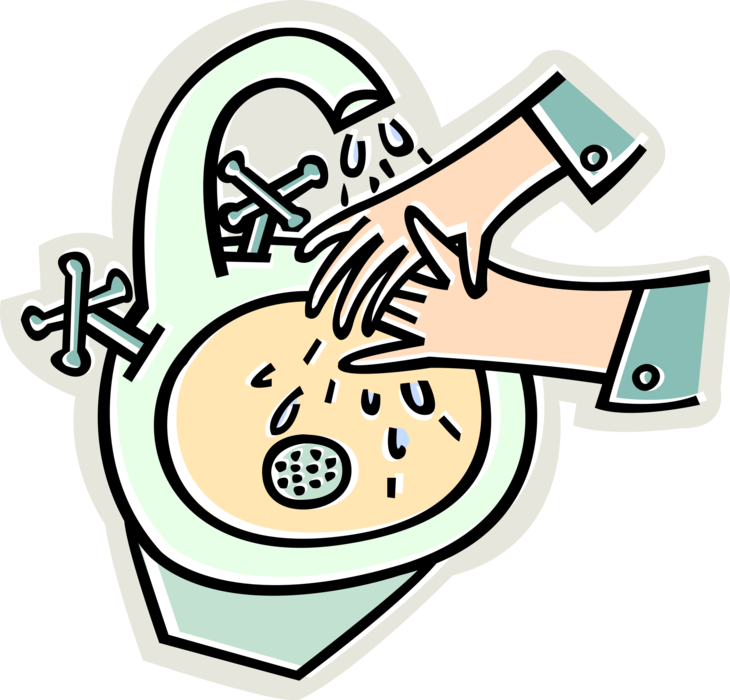Vector Illustration of Personal Hygiene Washing Hands with Soap in Sink