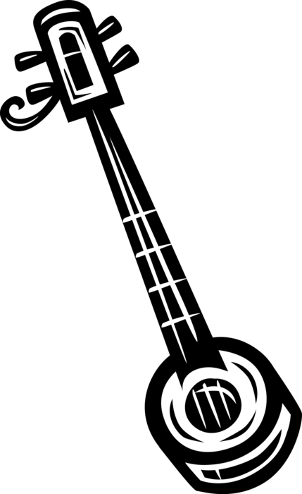 Vector Illustration of Shamisen or Samisen Japanese Musical Stringed Instrument