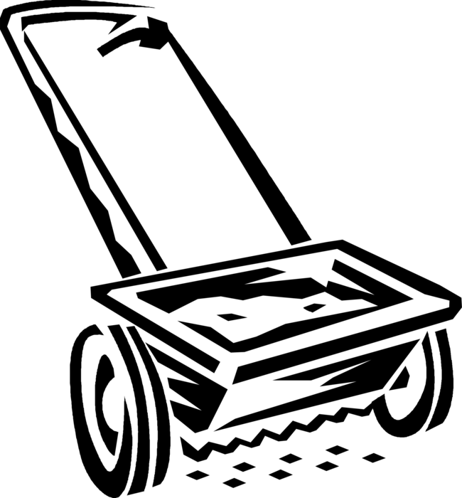 Vector Illustration of Lawn Care Fertilizer and Seed Spreader