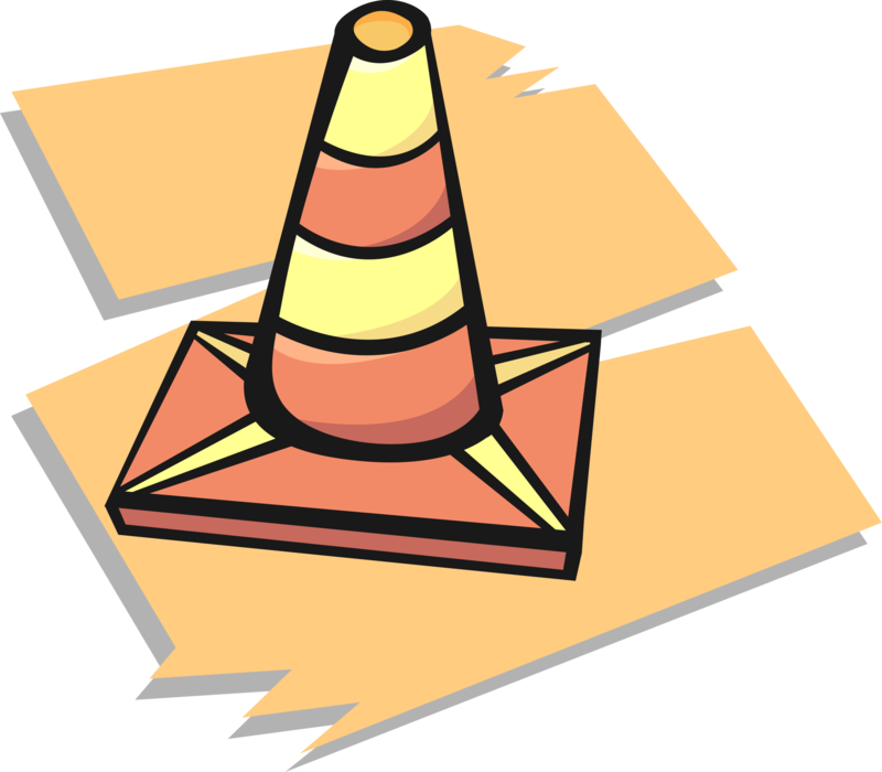 Vector Illustration of Road Construction and Traffic Pylon Cone Highway Marker
