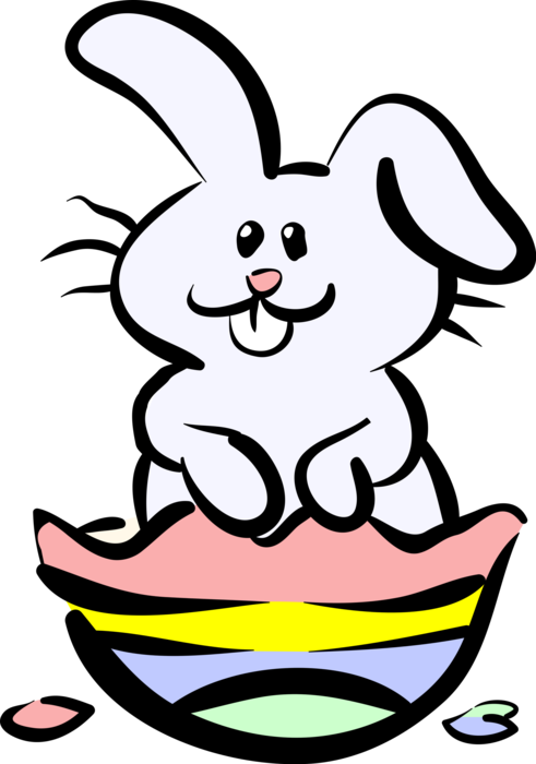 Vector Illustration of Pascha Easter Bunny Rabbit in Eggshell