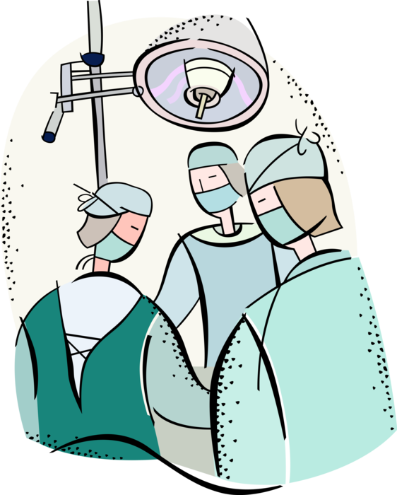 Vector Illustration of Doctor Physician Surgeons in Hospital Operating Room Surgical Operation