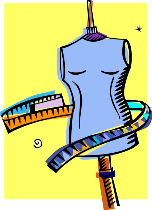 Vector Illustration of Fashion Industry Dress Form used by Seamstress and Dressmakers