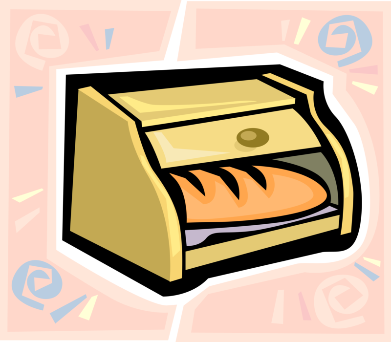 Vector Illustration of Bread Bin or Box Stores Fresh Baked Loaves of Bread