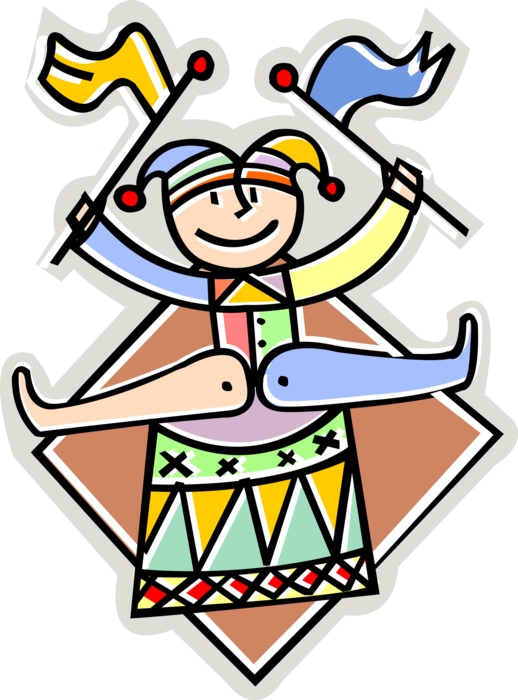 Vector Illustration of Big Top Circus Clown Court Jester Performs