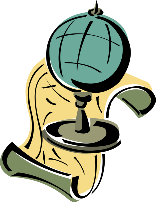 Vector Illustration of World Globe with Scroll Map