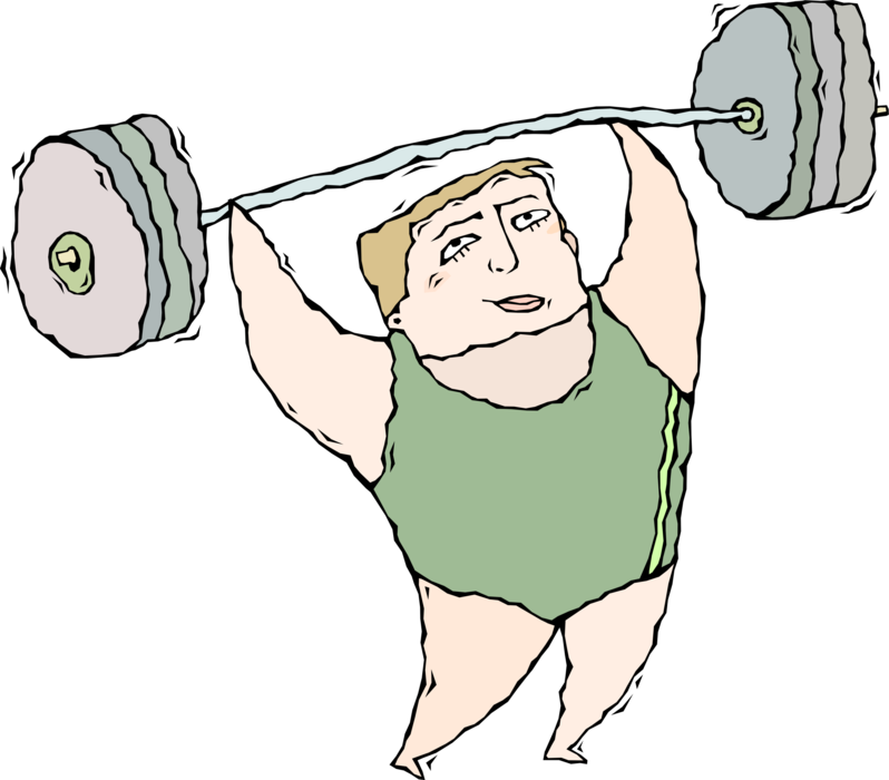 Vector Illustration of Weightlifter Lifts Barbell Weight Exercise Equipment used in Weight Training, Bodybuilding, Weightlifting