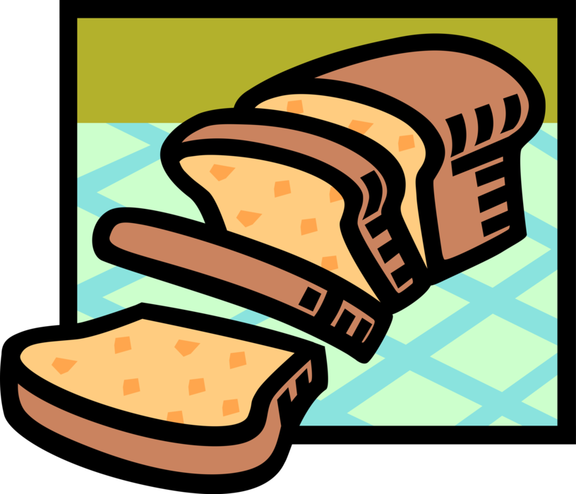 Vector Illustration of Loaf of Fresh Baked Bread with Slices