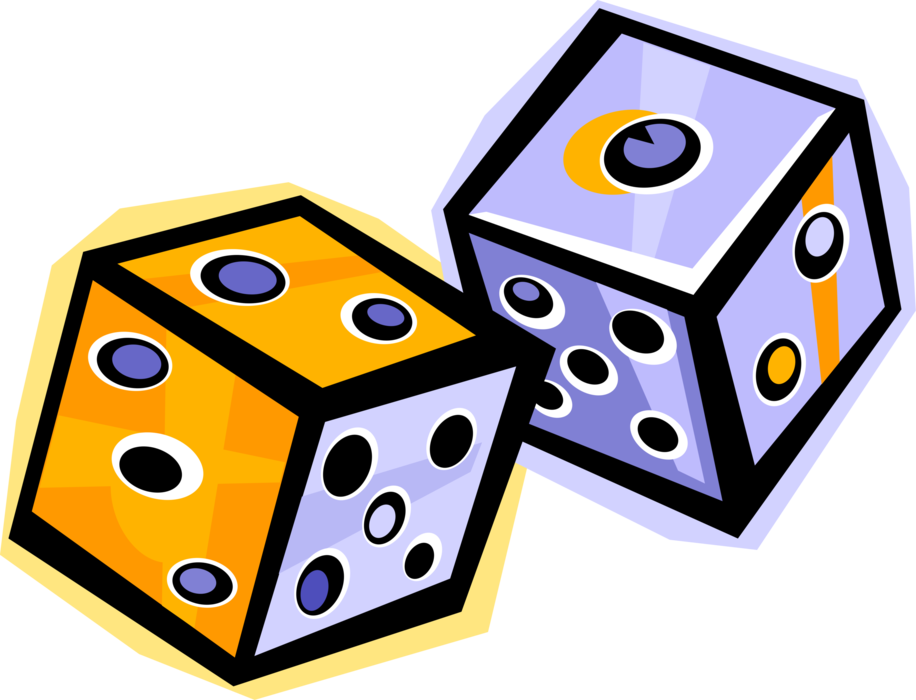 Vector Illustration of Dice used in Pairs in Casino Games of Chance or Gambling