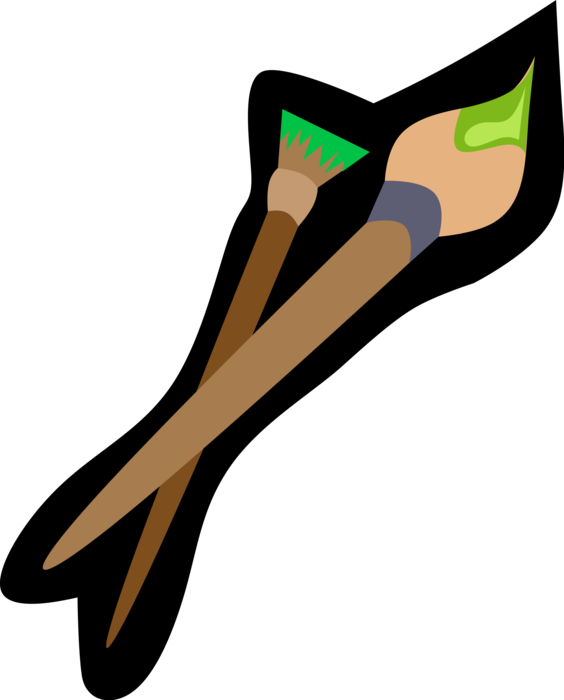 Vector Illustration of Visual Fine Arts Artist's Paintbrushes