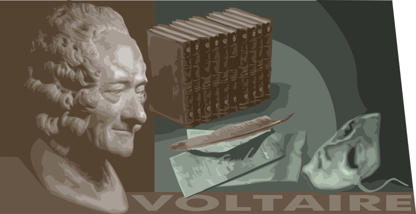 Vector Illustration of François Marie-Arouet Voltaire French Enlightenment Writer, Historian, and Philosopher 
