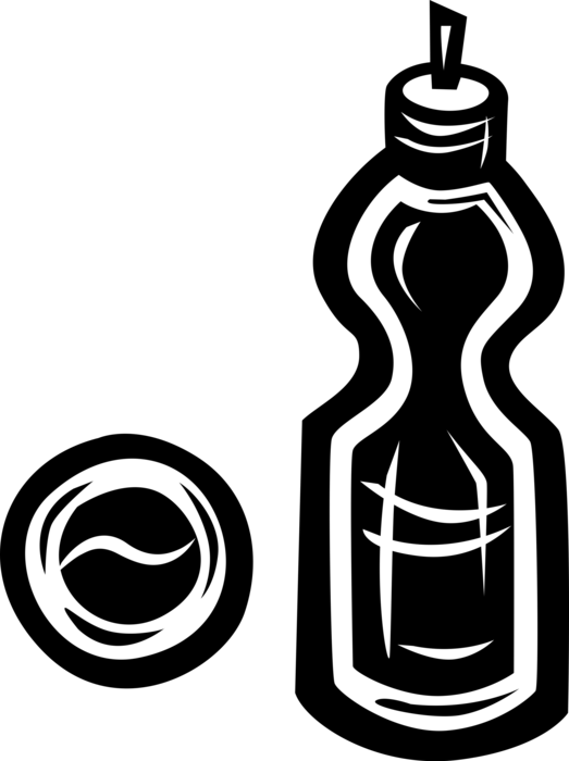 Vector Illustration of Plastic Water Bottle and Tennis Ball