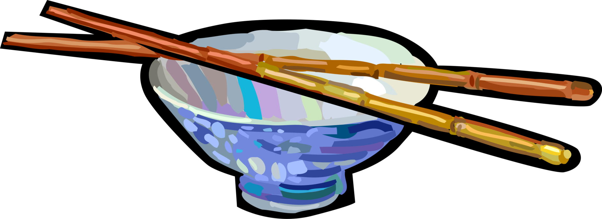 Vector Illustration of Chinese Cuisine Rice Bowl with Chopsticks