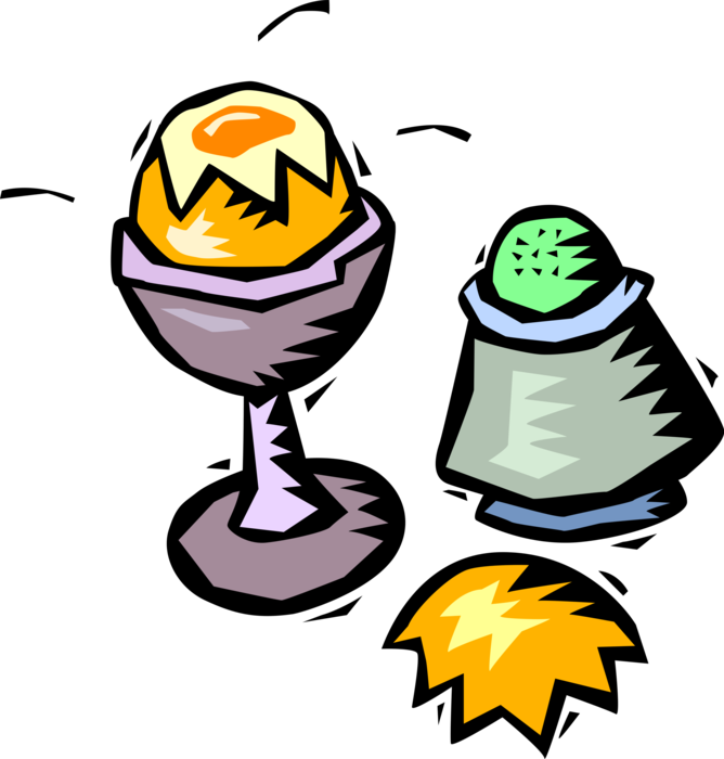 Vector Illustration of Breakfast Soft Boiled Egg with Salt Shaker