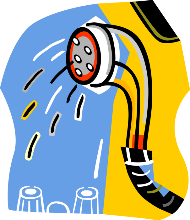 Vector Illustration of Bathroom Shower Showerhead Spray Nozzle