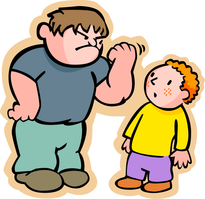 Vector Illustration of Primary or Elementary School Student Boy with Abusive Intimidating Schoolyard Bully
