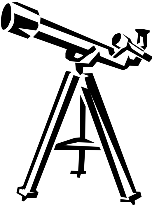 Vector Illustration of Optical Telescope Observes the Known Universe