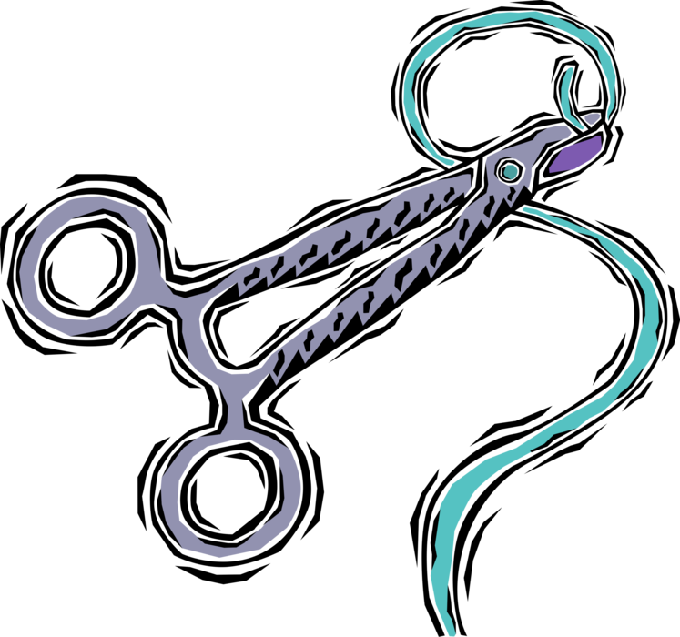 Vector Illustration of Surgical Operating Room Scissors Hand-Operated Shearing Tools