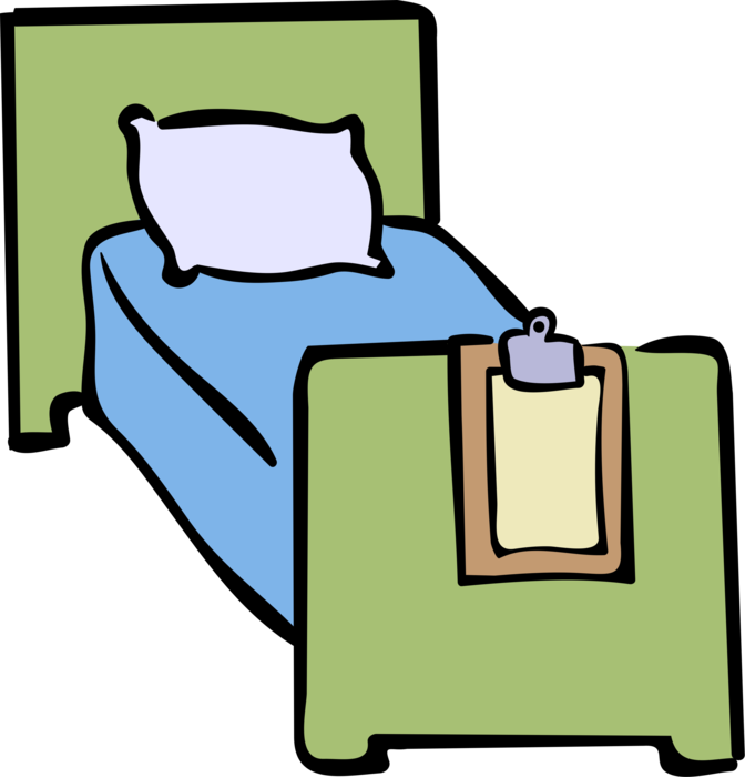 Vector Illustration of Hospital Bed with Patient Medical Chart