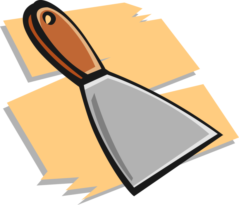 Vector Illustration of Putty Knife to Work Putty Around Edges When Glazing Pane of Window Glass
