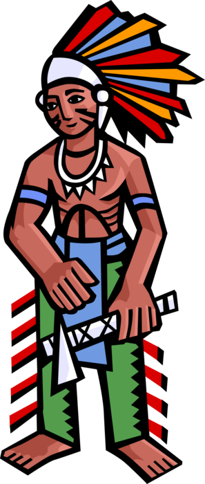 Vector Illustration of North American Indigenous Native Indian with Headdress
