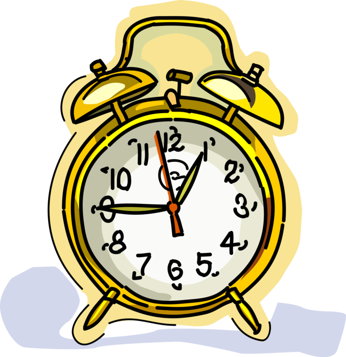 Vector Illustration of Alarm Clock Ringing Its Morning Wake-Up Call