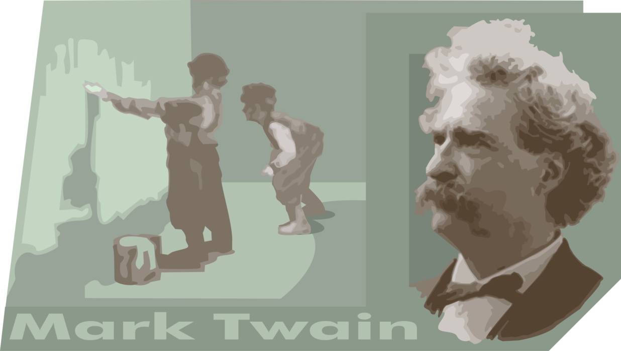 Vector Illustration of Mark Twain, American Author and Humorist Wrote The Adventures of Tom Sawyer
