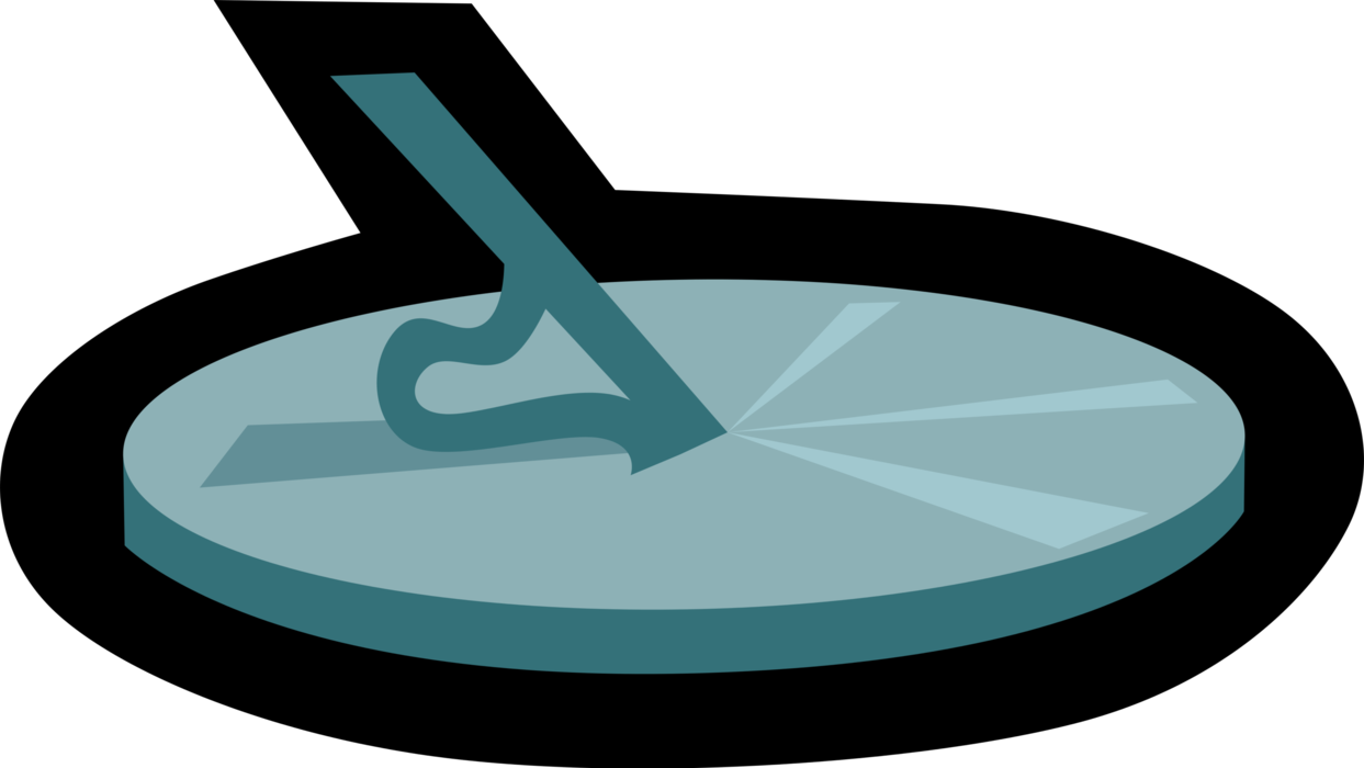 Vector Illustration of Sundial Instrument Indicates Time of Day Based on Position of Sun